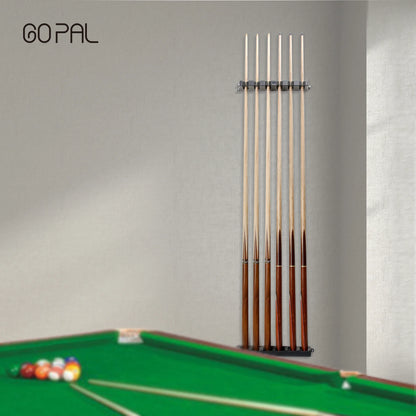 Go Pal Cue Holder Rack - Durable Hardwood Wall Mount Billiard Stick Storage Organizer for Pool Cues