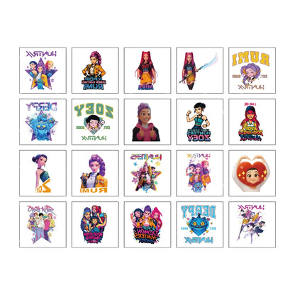 20-25pcs Rumi KPop Demon Hunters Temporary Tattoo Stickers – Cute Cartoon Waterproof Tattoos, Fun Party Gift Ideas