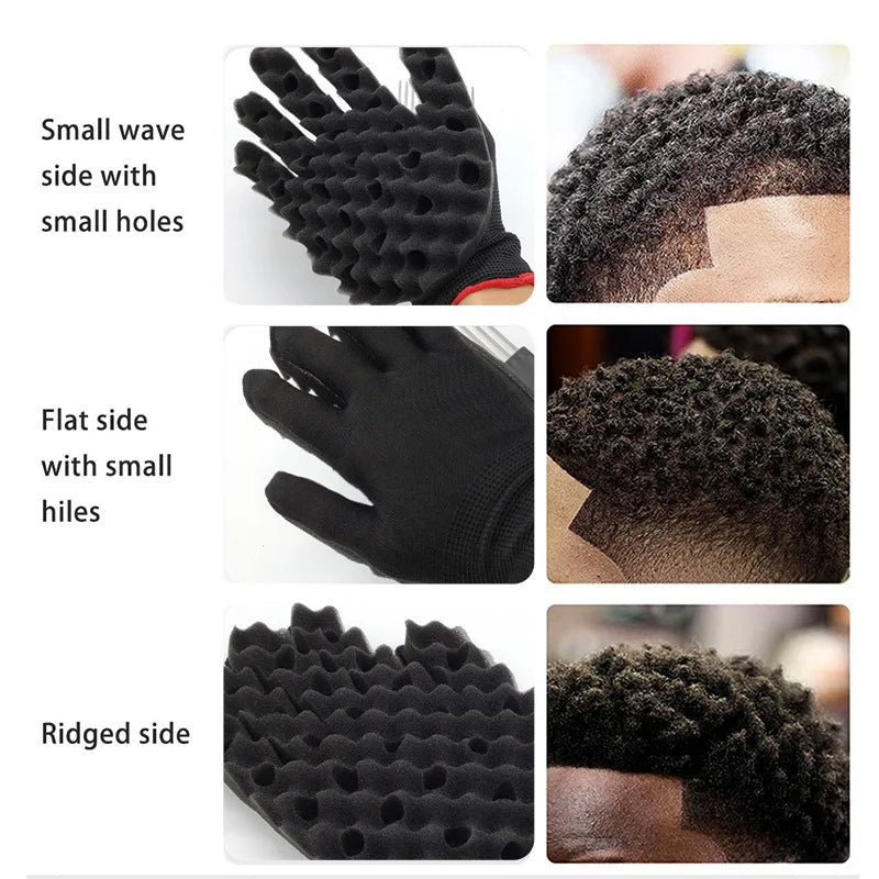 Men's Barber Hair Braider Set – Twist Sponge Gloves & Fork Comb for African Hair Styling & Salon Tools