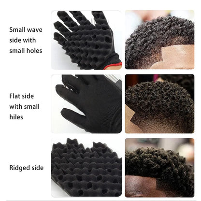 Men's Barber Hair Braider Set – Twist Sponge Gloves & Fork Comb for African Hair Styling & Salon Tools