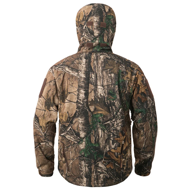 Men’s Silent Soft Shell Tactical Jacket | Waterproof, Warm Fleece Camouflage Hunting & Outdoor Hooded Coat