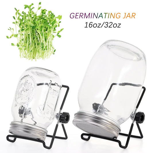 Sprouting Jars Growing Kit - 16/32oz Wide Mouth Mason Jars with Screen Lids for Indoor Seed Germination & Fresh Sprouts