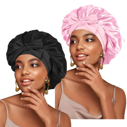 New Satin Sleeping Hat for Women – Stretchy Tie Band, Adjustable Night Shower Cap, Hair Head Cover Bonnet Turban