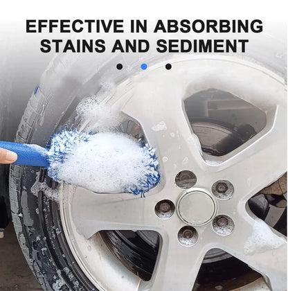 SEAMETAL Car Wheel & Tire Cleaning Brush – Portable Plush Hub Brush for Car Detailing and Dust Removal