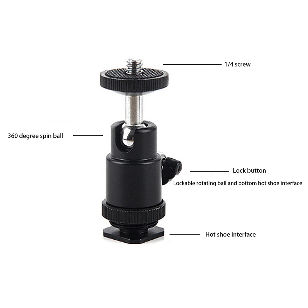 Hot Shoe Phone Clip Universal Mobile Holder Bracket with 1/4'' Screw Mount, Tripod Monopod Stand for SLR Camera