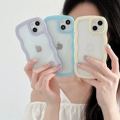 Candy Wavy Lines Bumper Case for iPhone 16/15/14/13/12/11 Pro Max Plus XR XS Max – Shockproof Clear Hard Back Cover