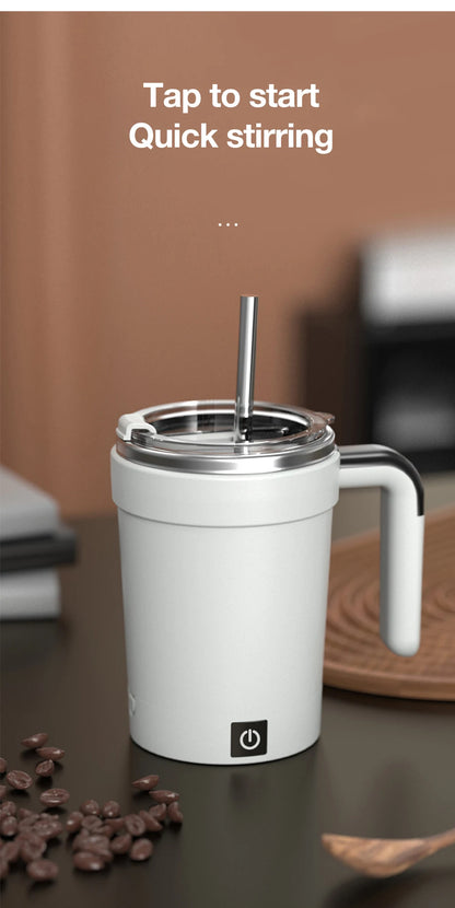 Automatic Rechargeable Electric Coffee Cup Stirrer – Stainless Steel Magnetic Self-Stirring Mug with Detachable Base