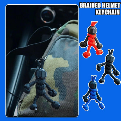 Handmade Building Block Biker Helmet Keychain – Braided Paracord Bag Pendant for Backpack & Doll Hanging