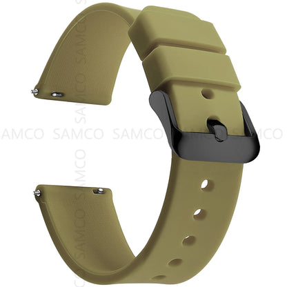 Silicone Quick Release Watch Bands 14–24mm for Samsung Galaxy, Garmin & Huawei - Soft Rubber Replacement Watch Straps