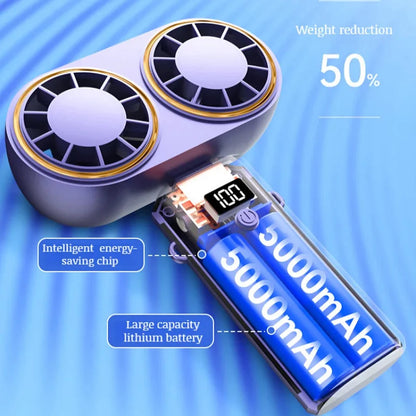 Handheld Personal Fan – Compact Rechargeable Dual Cooling Fan with Digital Display, Portable Cooler