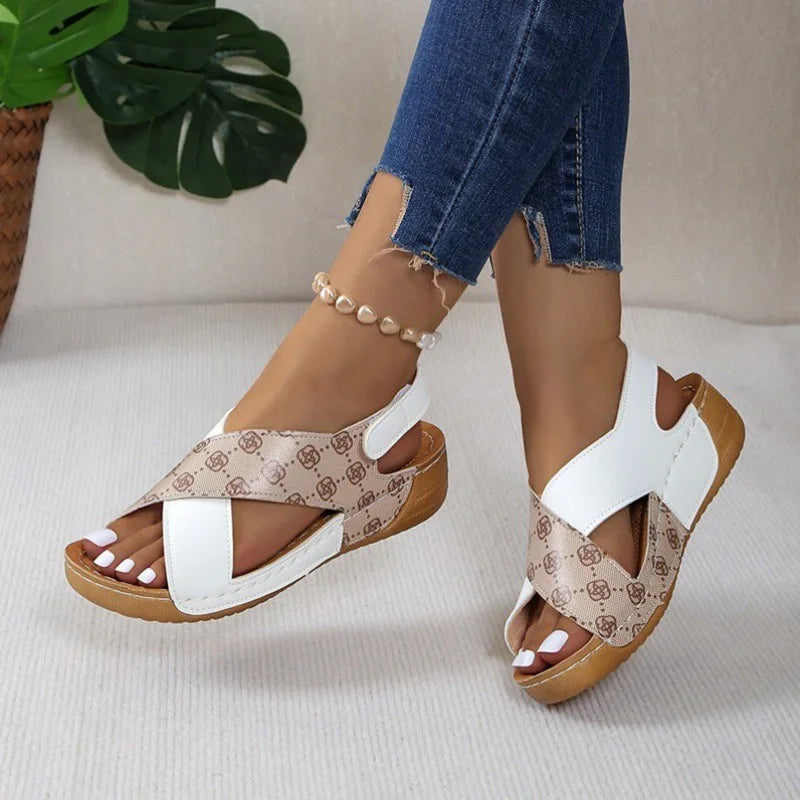 New Women's Contrast Color Wedge Sandals – Comfortable Peep Toe Non-Slip Platform Beach Shoes