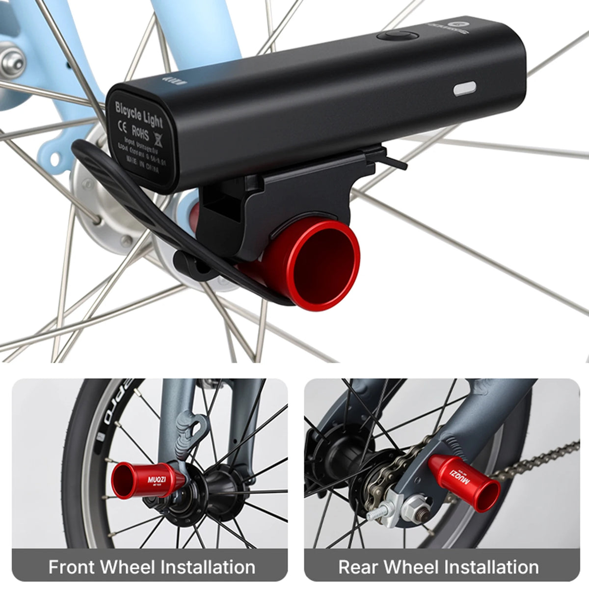 Bicycle Headlight Bracket with M5 Bolt - Aluminum Alloy Bike Light Mount Holder for Cycling