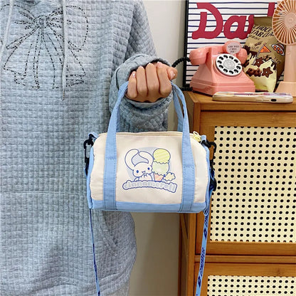 Disney Stitch Sanrio Canvas Bucket Tote Bag – Cute Cartoon Crossbody & Casual Portable Bag