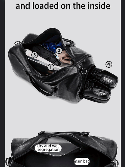 Retro Short Trip Bag – Large Capacity Sports, Motorcycle, and Training PU Waterproof Leisure Fitness Bag