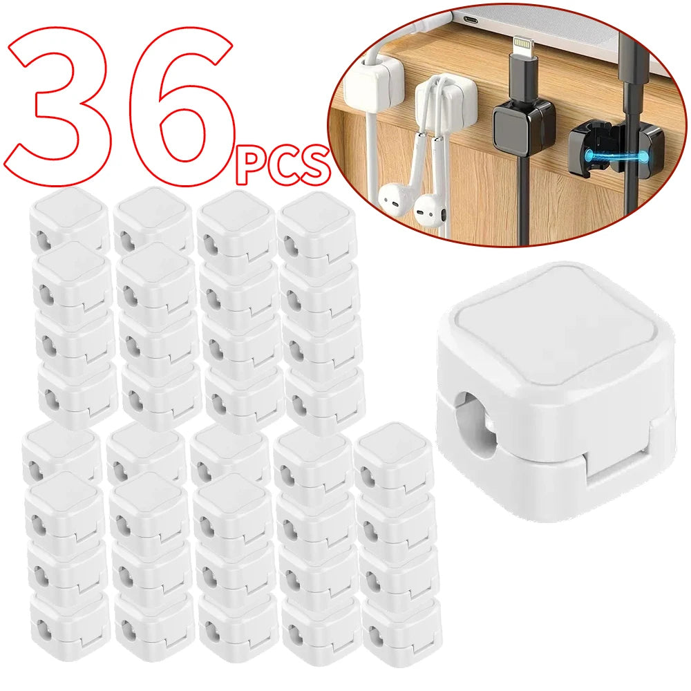 Magnetic Cable Clips – Adjustable Cord Holders for Desk Cable Management, 4/8/16/36PCS Organizer