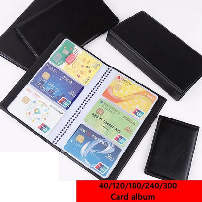 Leather ID & Credit Card Holder Book – 40/120/180/240/300 Card Organizer Album Case