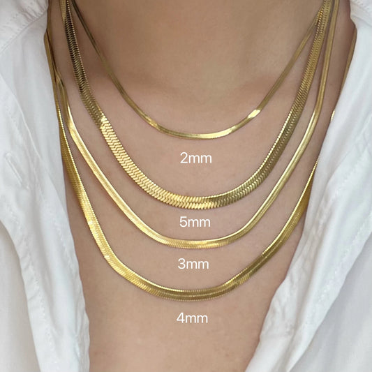 Minimalist Unisex Snake Chain Necklace Choker – Stainless Steel Herringbone Gold Color Fashion Jewelry for Women & Men