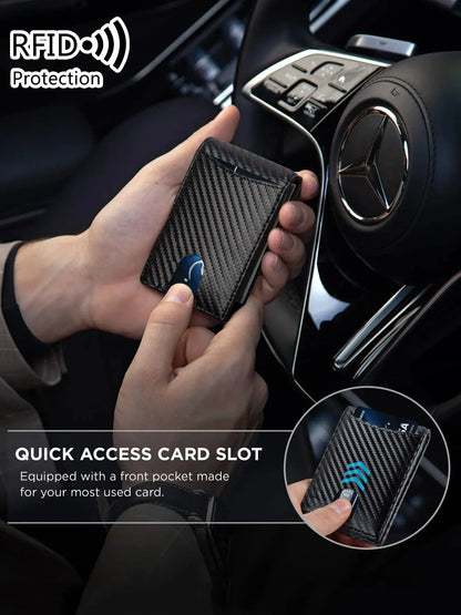 RFID Carbon Fiber Men’s Wallet — Ultra-Thin Mini Card Holder with 7 Slots