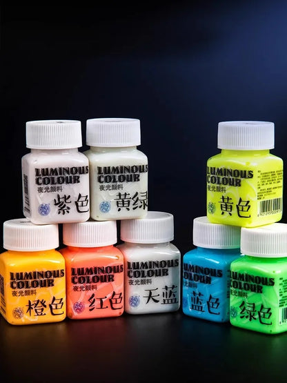 58ML Fluorescent Acrylic Luminous Pigment - Glow-in-the-Dark Paint for DIY, Festival, Party & Wall Decoration