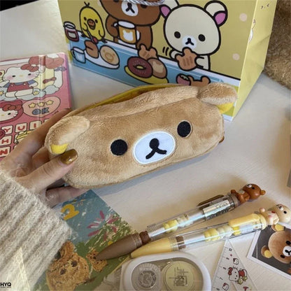 Kawaii Rilakkuma Pencil Case - Cute Cartoon Bear Pen Pouch Organizer for Kids, Girls & School Supplies Gift
