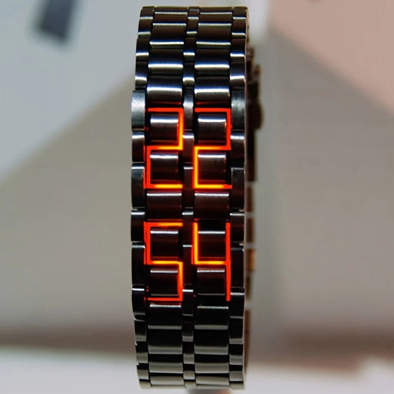 LED Display Lava Digital Watch – Red & Blue Novelty Electronic Wristwatch for Men and Women
