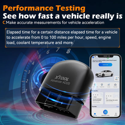 XTOOL Advancer AD20 Mini Bluetooth 5.0 OBD2 Scanner – Full Car Diagnostic Tool, Read/Clear Fault Codes, Universal