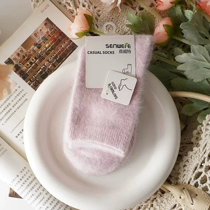 Women’s Wool Winter Socks — Thick Warm Medium Tube Rabbit Hair & Cashmere Socks for Autumn/Winter