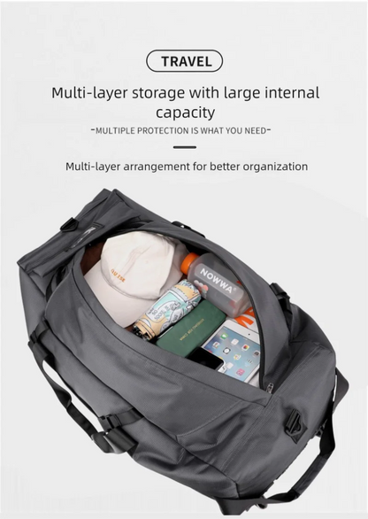 80L Rolling Duffle Bag with Wheels – 31" Heavy-Duty Foldable Travel Duffel, Water-Resistant Luggage with Shoulder Strap