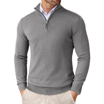 Men's Quarter Zip Sweater - Slim Fit Lightweight Mock Neck Knitted Pullover Casual Outdoor Streetwear Top