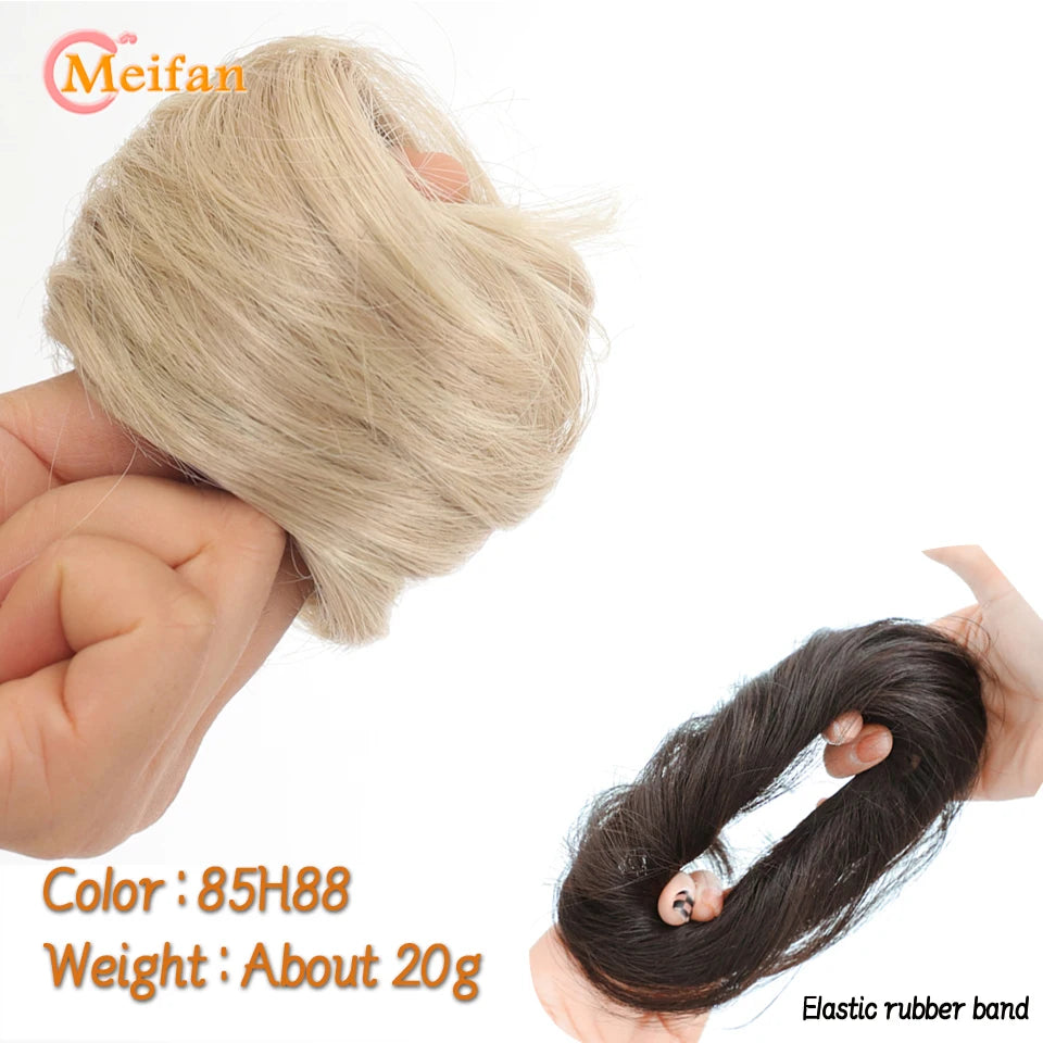 MEIFAN Synthetic Chignon Hair Bun – Elastic Rubber Band Clip-In Updo Ponytail Hair Extension for Women