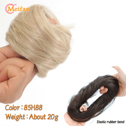 MEIFAN Synthetic Chignon Hair Bun – Elastic Rubber Band Clip-In Updo Ponytail Hair Extension for Women
