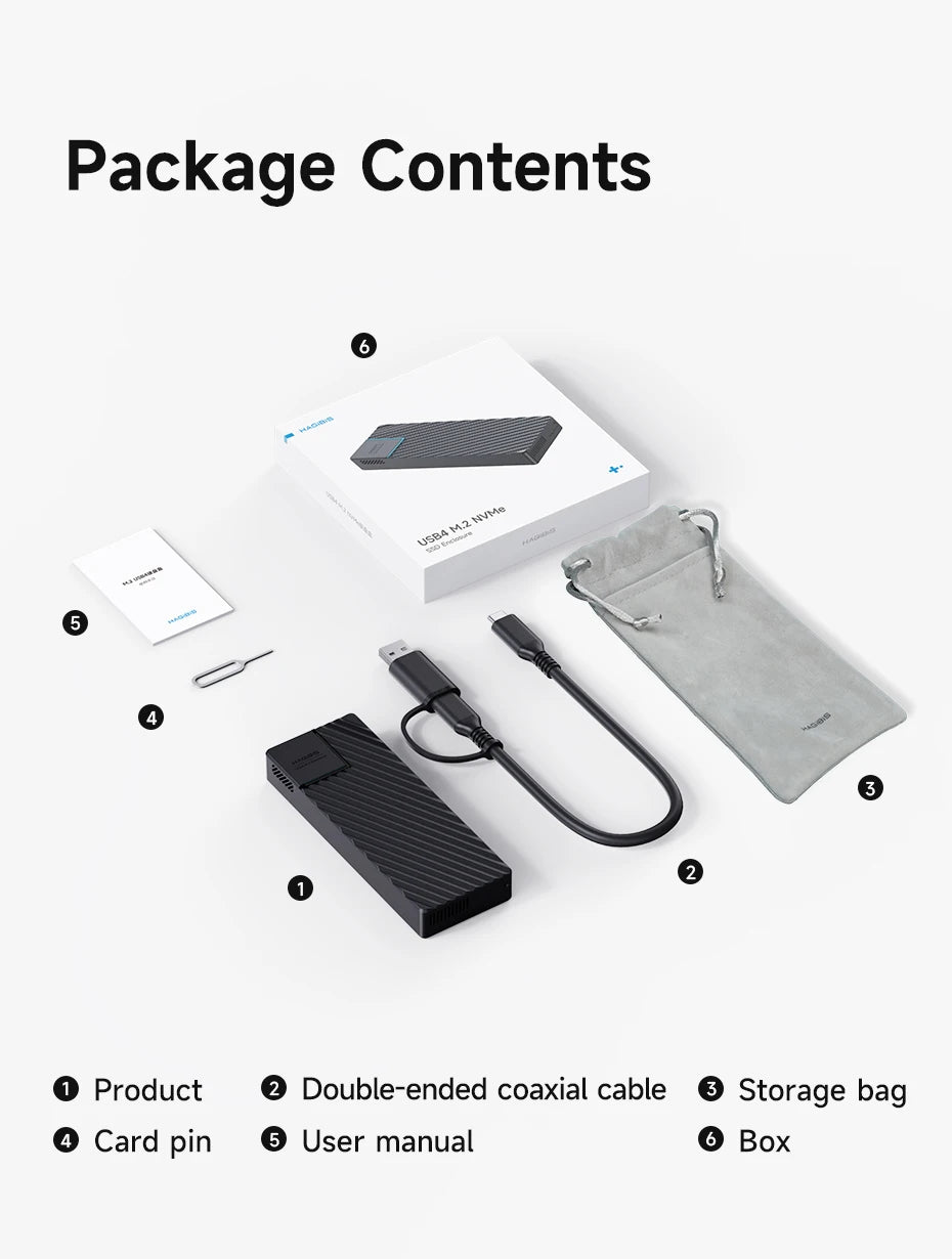 Hagibis USB 4.0 40Gbps M.2 NVMe SSD Enclosure – Compatible with Thunderbolt 4/3 & USB 3.2/3.1/3.0 External Hard Drive Case