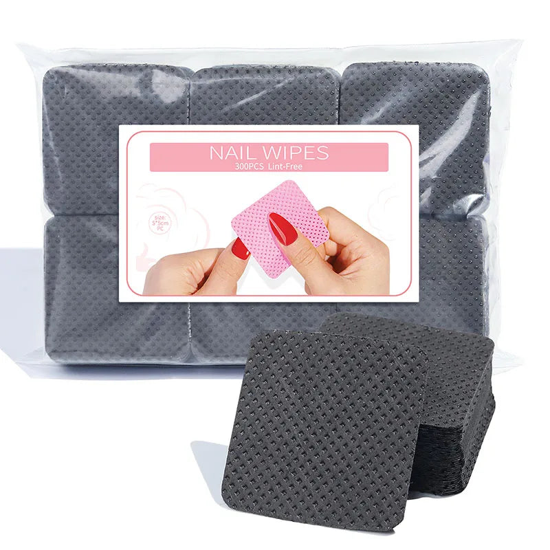Lint-Free Nail Wipes - 300pcs Cotton Pads for Gel Polish Removal & Nail Cleaning