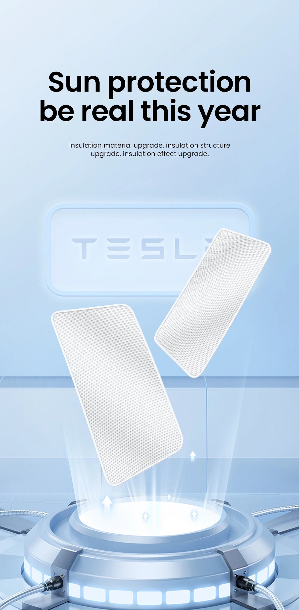 YZ Sun Visor Upgrade for Tesla Model 3 & Y Highland 2021-2024 – Ice Cloth Buckle Sunshade for Glass Roof & Skylight