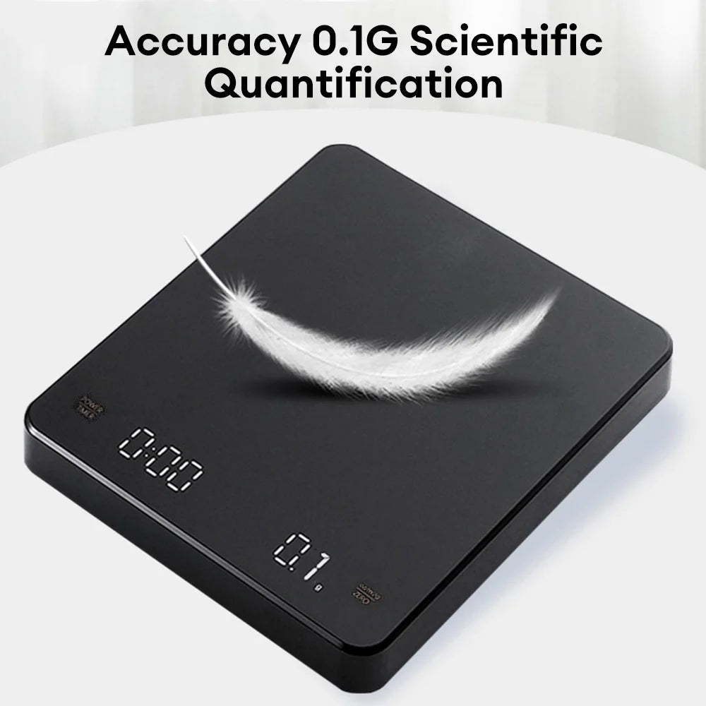Digital Coffee Scale with Timer LED Screen - Espresso USB, 3kg Max Weighing, 0.1g High Precision Measures in Oz/ml/g, Kitchen Scale