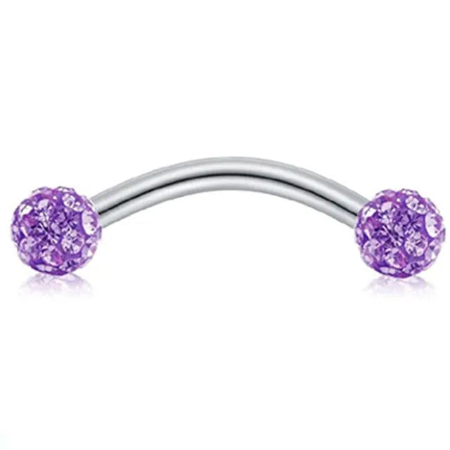 Crystal Curved Barbell Piercing Earrings – Daith, Helix, Tragus & Cartilage Body Jewelry Stud Ring