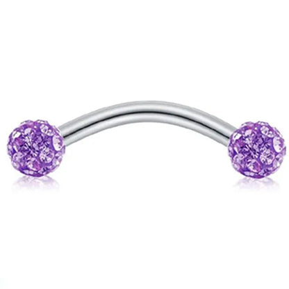 Crystal Curved Barbell Piercing Earrings – Daith, Helix, Tragus & Cartilage Body Jewelry Stud Ring
