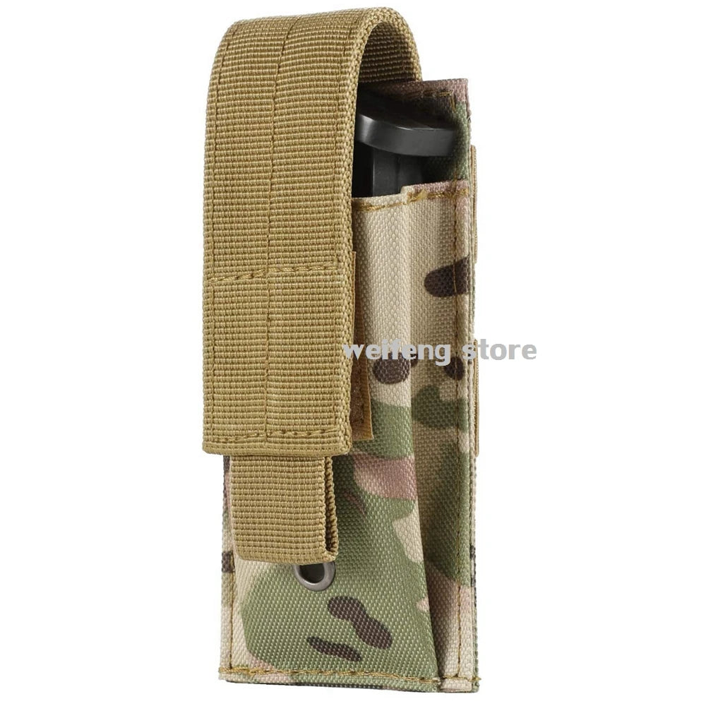 9mm Tactical Magazine Pouch - MOLLE Single & Double Mag Bag, Open-Top Pouch for Glock, M1911, 92F, Torch & Triple Bag