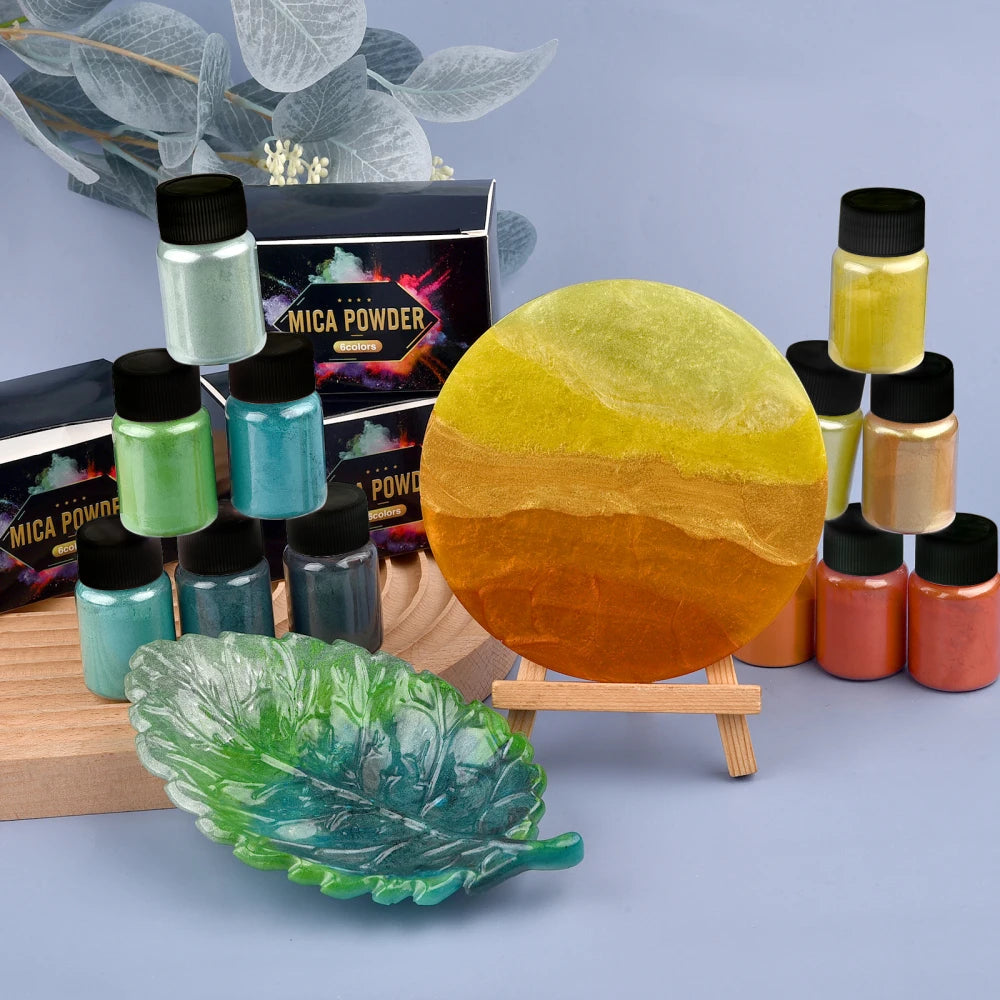 6 Color Pearl Powder Pigment Set for DIY Epoxy Resin, Pearlescent Colorant Dye for Jewelry Making and Mold Accessories