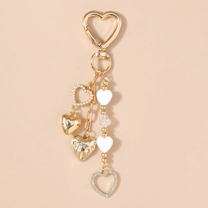 Cute Bowknot Heart Keychain - Crystal Pearl Pendant Charm for Women, Girls & Handbag Decoration