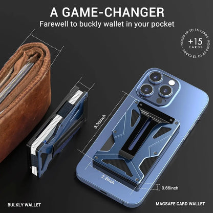 MagSafe Wallet & Money Clip with AirTag Holder + Magnetic Sheet — Fits Magnetic & Non-Magnetic Phones