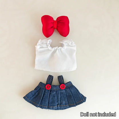 Mini Doll Clothes & Accessories — 15–17cm Labubu & 10cm Cotton Doll Outfit, Pink Hoodie & Yarn Skirt (No Doll)