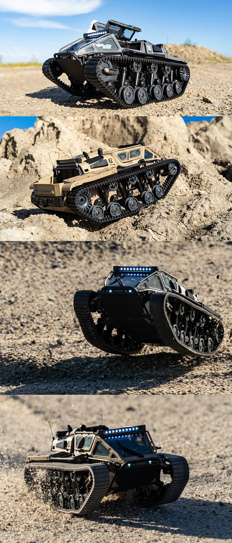 JJRC C8812 LED Tracked Tank RC Car — Full-Scale Simulation Model, Drift Remote Control Off-Road Vehicle Toy for Boys Gift