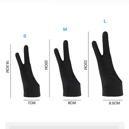S/M/L Two-Finger Drawing Gloves - Anti-Touch and Anti-Fouling for Tablet, Digital Board, and Oil Painting Art Supplies