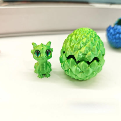 3D Printed Dragon Egg Figures – Mini Dragon Fidget Toy with Simulation Eyes, Desktop Decor & Kids Gift