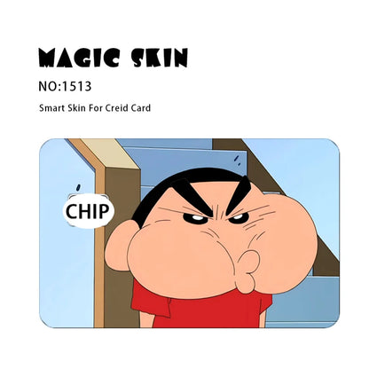 Anime Crayon Shin-Chan Poker PVC Sticker — Waterproof Cartoon Skin for Credit & Debit Cards