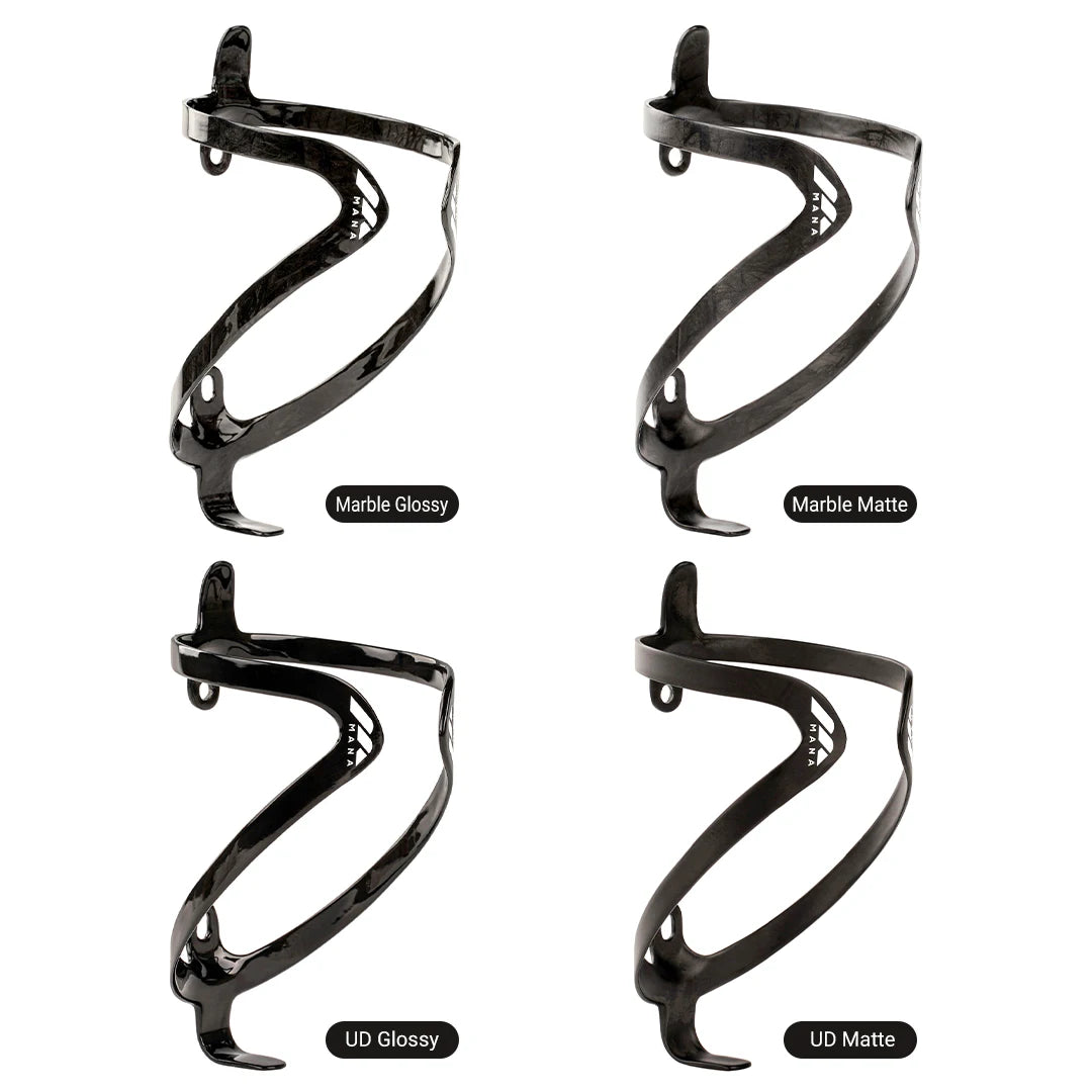 MANA 12g Marble-Pattern Carbon Fiber Bicycle Bottle Cage — Ultra-Light Full Carbon with Aluminum Alloy Screws for Road/MTB/Gravel