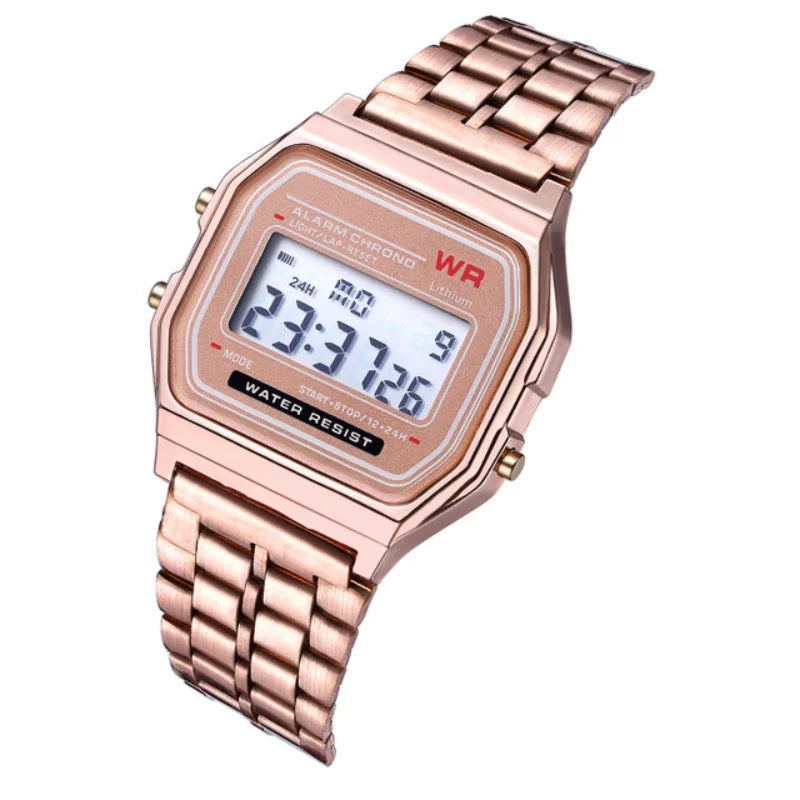 F91W Steel Strap Watch | Multifunction LED Digital Sports Wrist Watch for Men & Women | Business & Electronic Clock