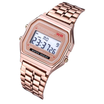 F91W Steel Strap Watch | Multifunction LED Digital Sports Wrist Watch for Men & Women | Business & Electronic Clock