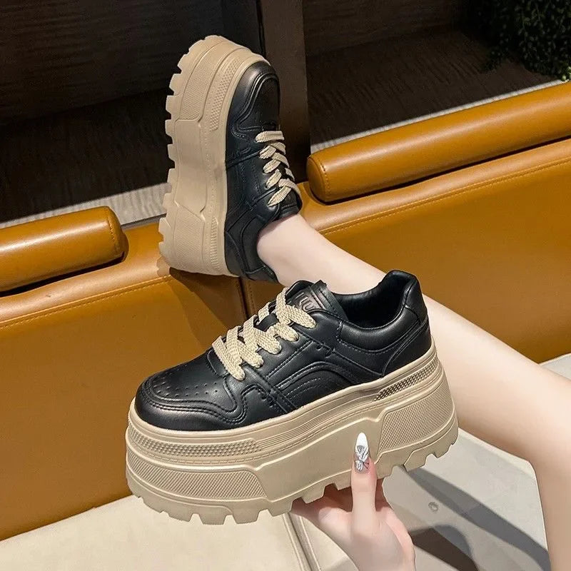 2025 Women’s Platform Running Shoes – Non-Slip Designer Lace-Up Vulcanized Sneakers, Wear-Resistant Casual Footwear